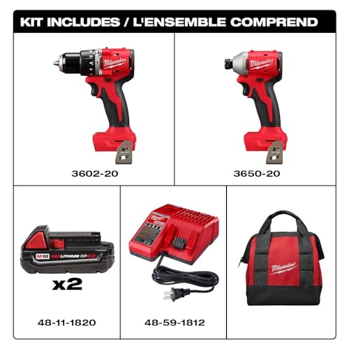 Milwaukee Red Li-ion Compact Hammer Drill Combo Kit (2-Tool)
