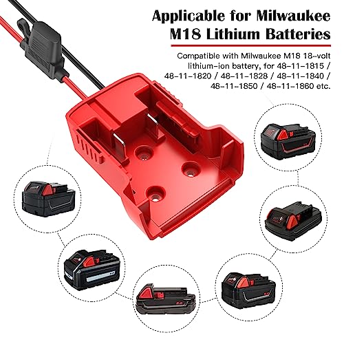 Milwaukee 18V Power Wheels Battery Adapter 2-Pack with Fuses & Terminals
