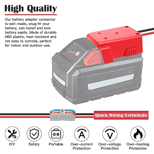 Milwaukee 18V Power Wheels Battery Adapter 2-Pack with Fuses & Terminals